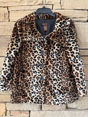Multiples Leopard Faux Fur Jacket - Brown, Black & Cream, Super Soft, Boxy shape
